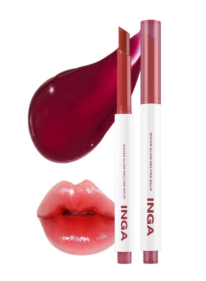INGA Water Glow Melting Balm - Hydrating Tinted Lip Balm with Soft, Melt-On Texture, Natural Sheer, Glass-Like Finish with Non-Sticky, Lightweight Comfort (RED BERRY JUICE) - Image 1